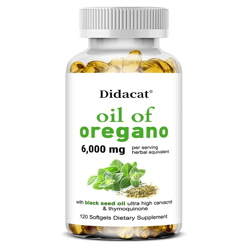 Oregano Oil Softgels Capsules - Contains Black Seed Oil, Promotes Digestion & Intestinal Health, Antioxidant, Improve Immunity H Peaceful Pleasures Health and Wellness 120 count-1 bottle