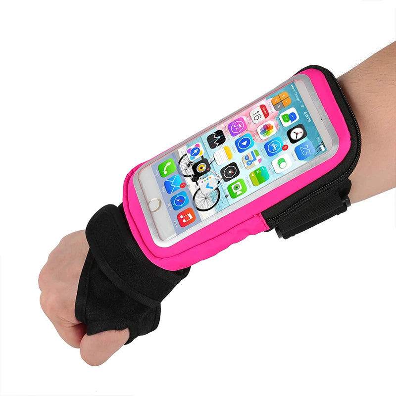 Touch-screen Multifunctional Wrist Bag Armband On The Phone Wrist Armbands mp3 mp4 Bags Sports Cell Phone Holder Running Sports Peaceful Pleasures Health and Wellness Rose red(7 inch)