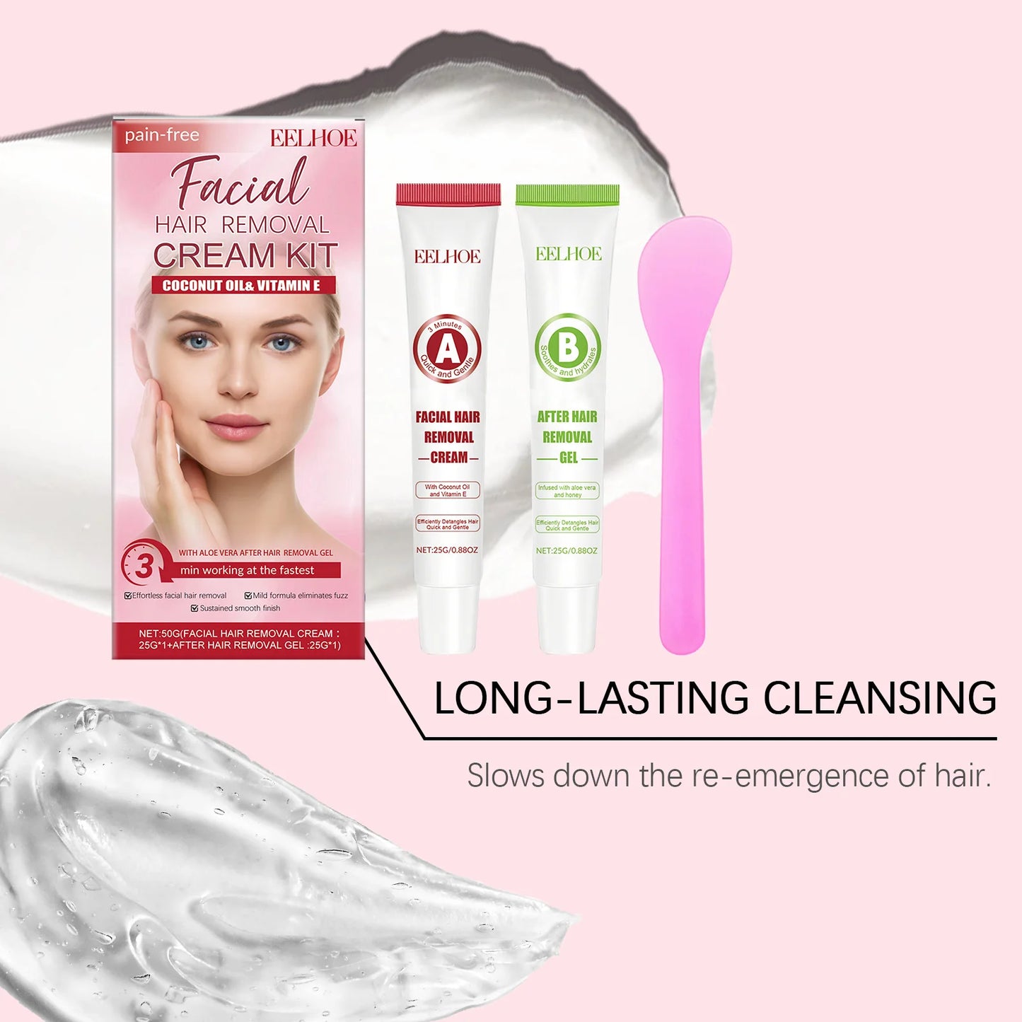 Facial Hair Removal Kit for Women – Gentle Lip & Chin Cream