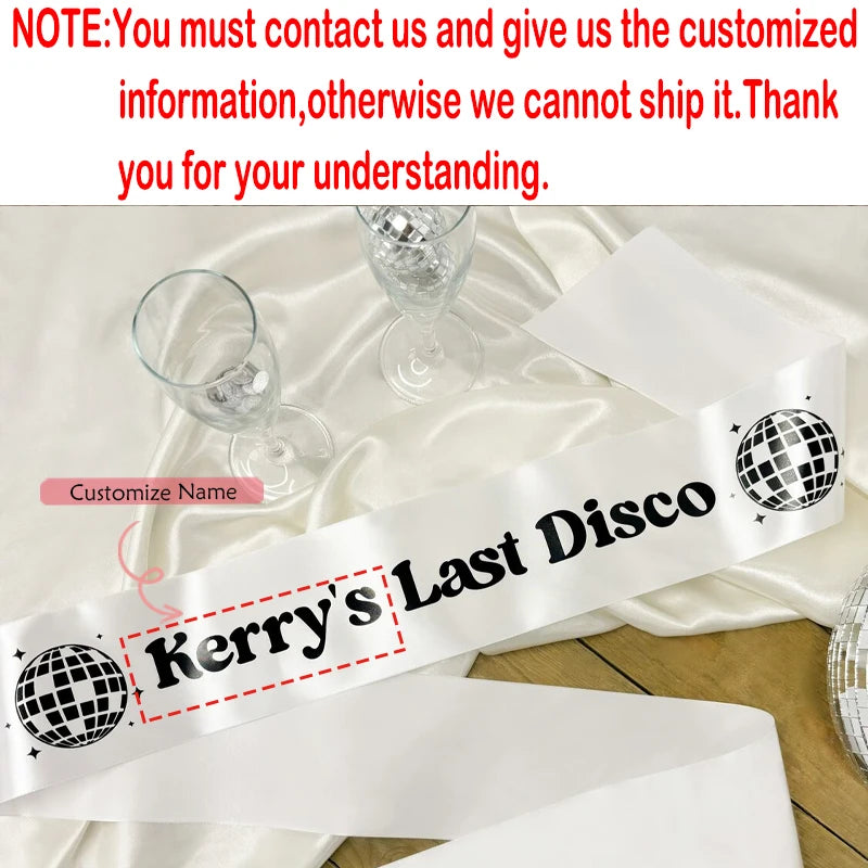 Last Disco Bachelorette Party Sash | Custom Retro Bride Sash