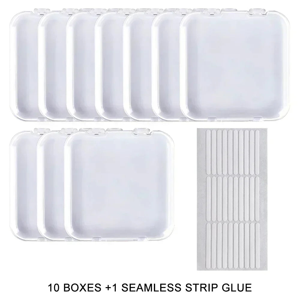 10PCS Press-On Nail Storage Acrylic Boxes with Adhesive Sheets Transparent Clear Nail Boxes Jewelry Storage Tool&Accessories Peaceful Pleasures Health and Wellness 10Pcs White Set