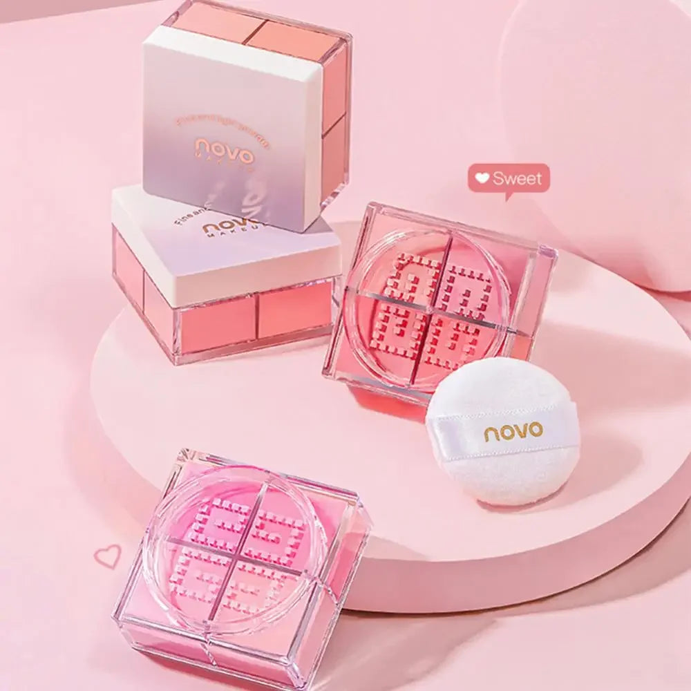 4-Square Grid Matte Blush Palette | Cheek Contour Powder