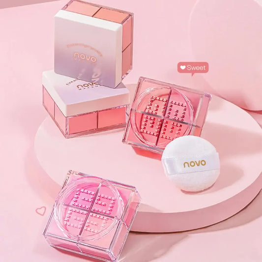 4-Square Grid Matte Blush Palette | Cheek Contour Powder Blush Powder Palette Peaceful Pleasures Health and Wellness