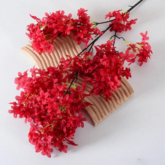 Silk Artificial Lilac Flowers Long Stem | Faux Floral Decor Artificial Silk Flowers Peaceful Pleasures Health and Wellness Red