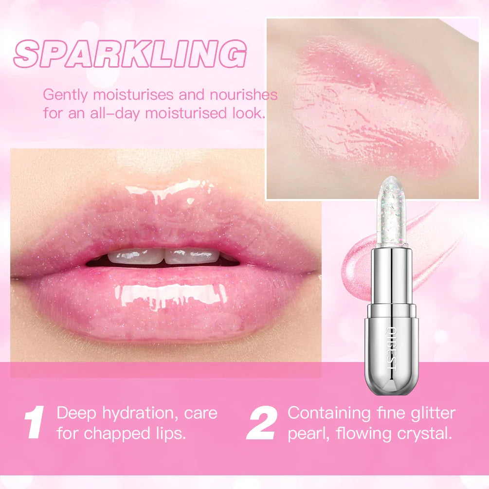 QiBest Glitter Lip Balm – Color-Changing Crystal Jelly Lipstick