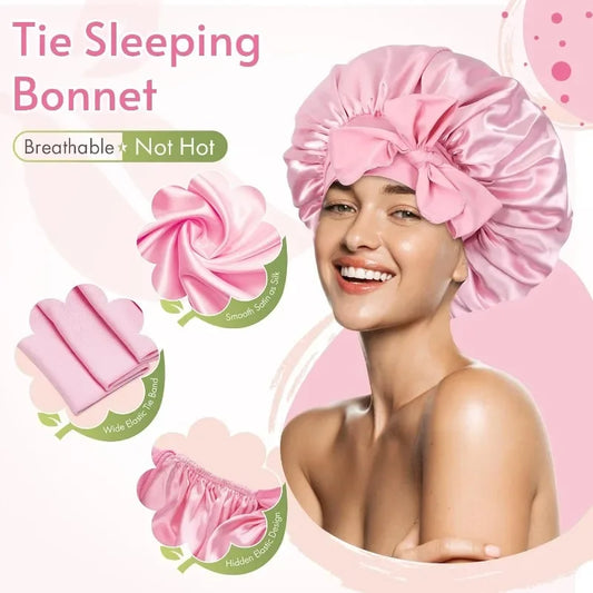 Satin Shower Cap for Women – Waterproof Silk Bonnet Long Hair Satin Shower Cap Peaceful Pleasures Health and Wellness
