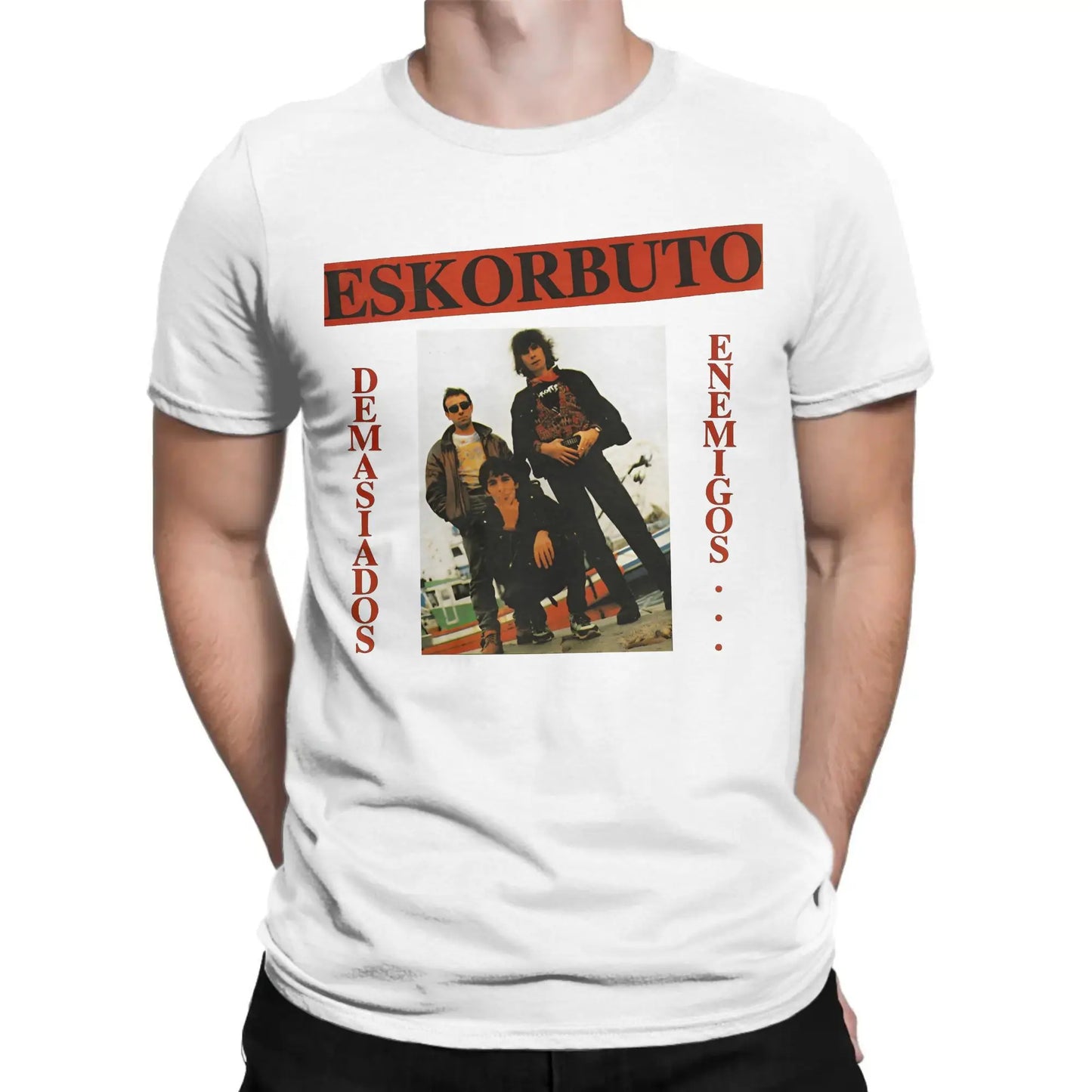 Eskorbuto T-Shirt for Men Band Fashion Pure Cotton Tee Shirt Crew Neck Short Sleeve T Shirt Graphic Printed Clothing Peaceful Pleasures Health and Wellness WHITE 5XL