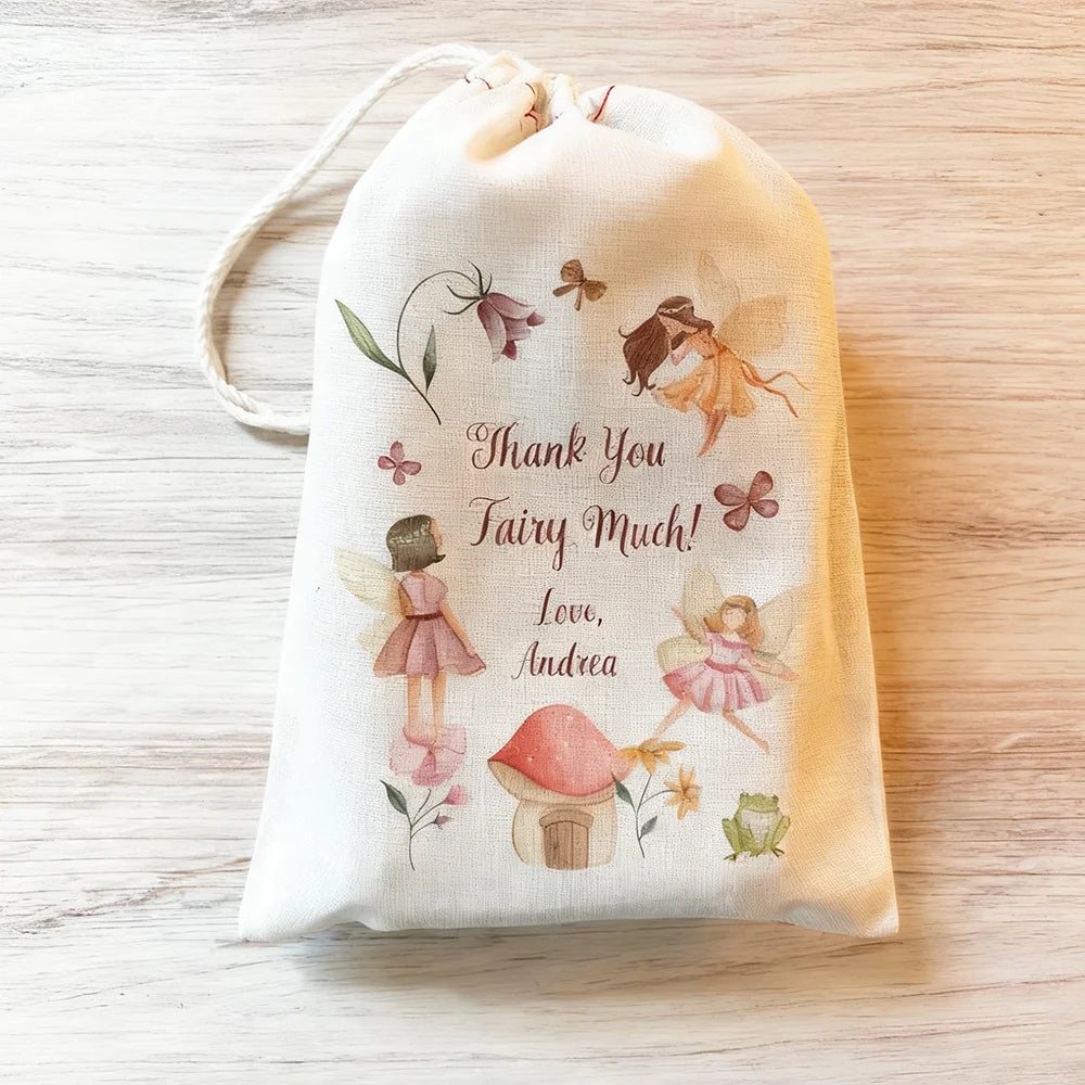 5-Pack Personalized Fairy Drawstring Gift Bags | Party Favors