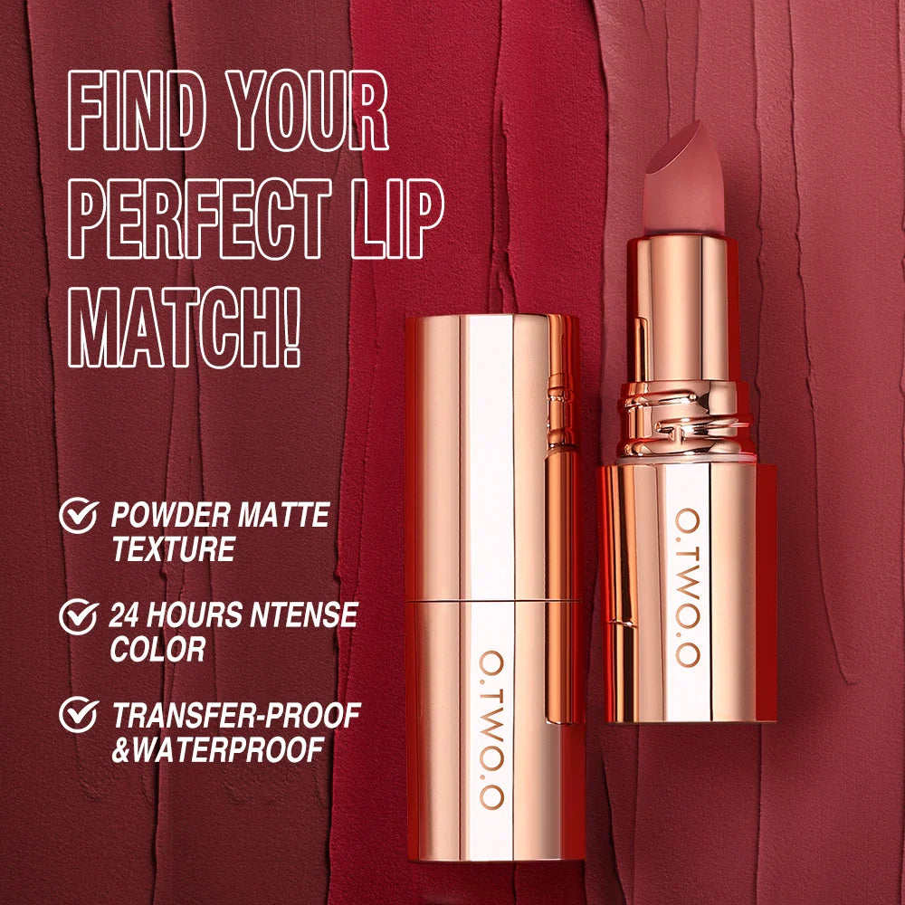 O.TWO.O Matte Lipstick | 8 Colors, Waterproof, Long-Lasting