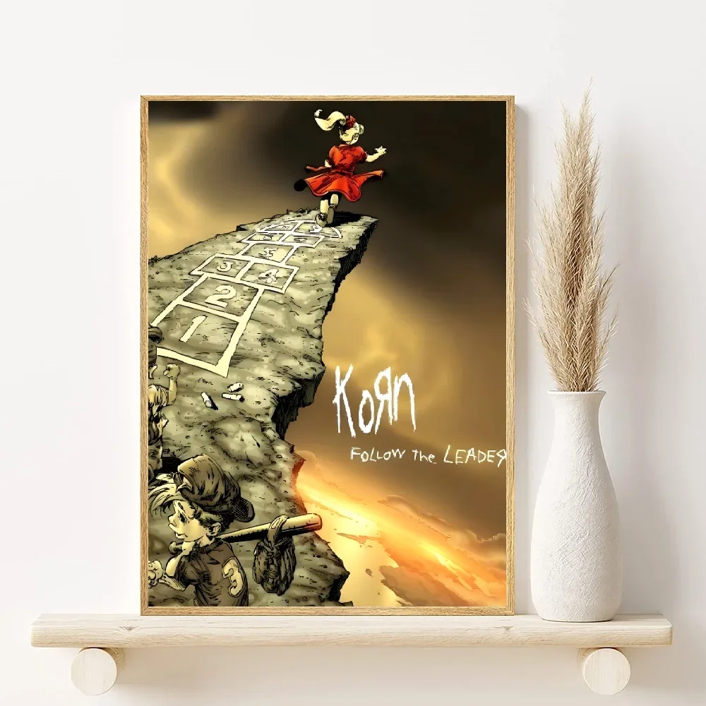 1pc Korn Rock Band Music Poster, Minimalist Aesthetics Canvas Painting Print for Living Room Modern Home Decor Peaceful Pleasures Health and Wellness z2 20x30cm Unframed