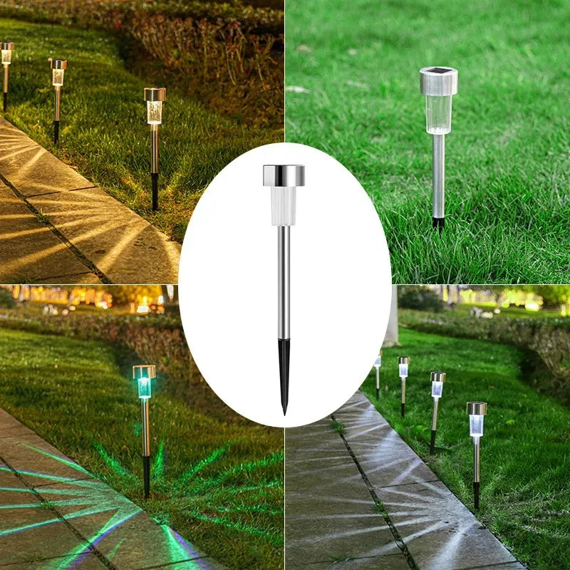 Solar Stainless Steel Pathway Lights | Waterproof Garden Stake Lamps
