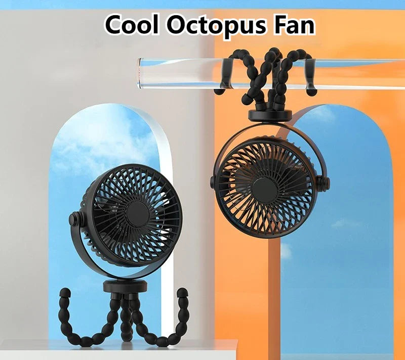 URGGU 5-in-1 Octopus Folding Fan | 360° Flexible Tripod USB