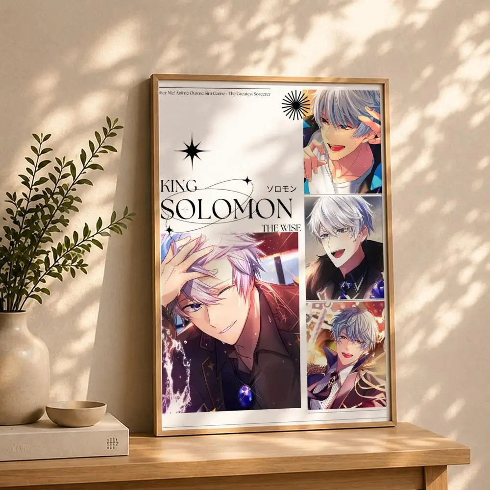 Game O-Obey Me!S Poster HD Self Adhesive Waterproof Wall Art Ideal for Home Office Dorm Bedroom Great Gift Peaceful Pleasures Health and Wellness White7 15X20cmNoframe