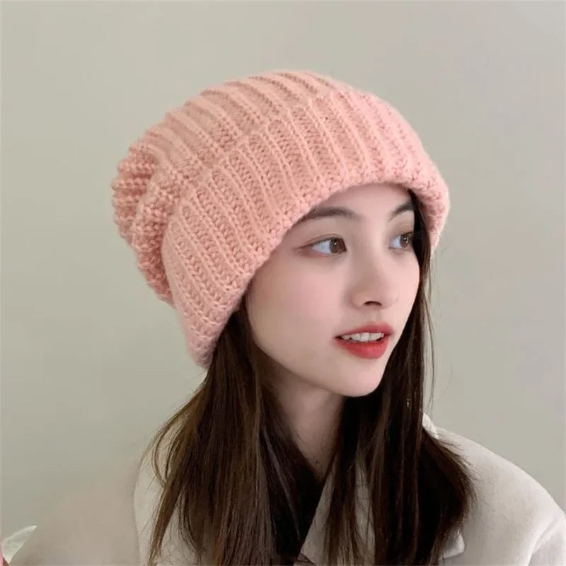 MOONBIFFY Unisex Winter Beanie Knit Wool Hat for Big Heads