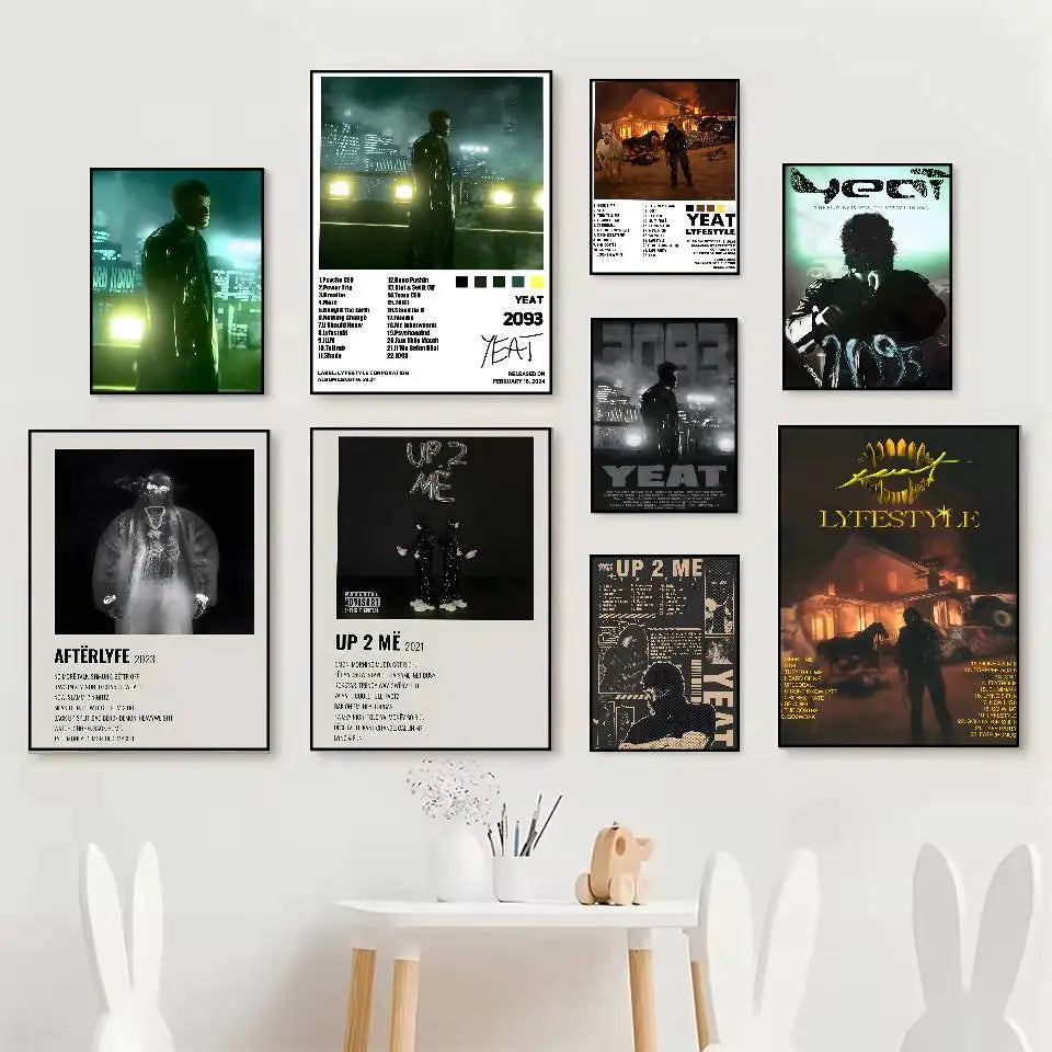 HOT Y-Yeat New Album Poster HD art poster for home living room bar office decoration sticky waterproof Peaceful Pleasures Health and Wellness