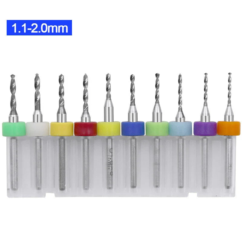 PCB Micro Drill Bit Set – 10pc Tungsten Carbide CNC Bits
