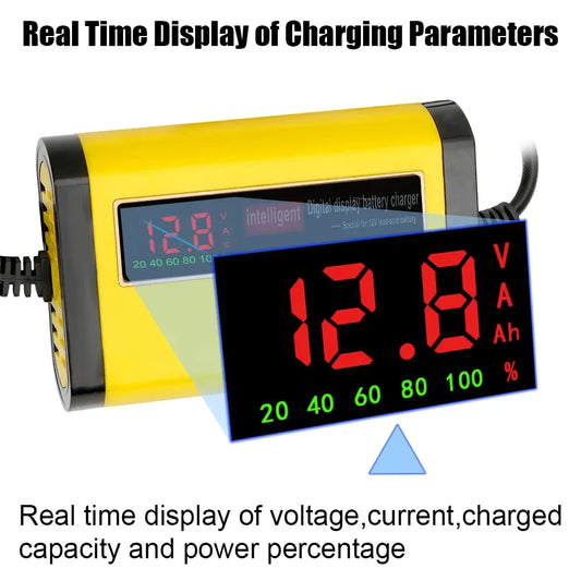 2A Fast Car Battery Charger 3 Stage Full Automatic LCD Digital for AGM GEL Lead Acid Battery Maintainer Peaceful Pleasures Health and Wellness