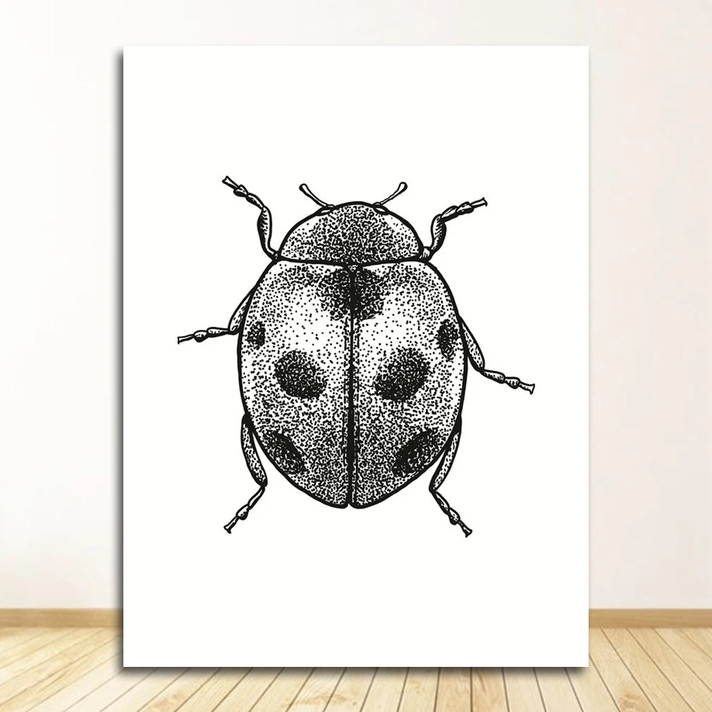 Black & White Insect Bug Canvas Wall Art Print | Unframed Poster
