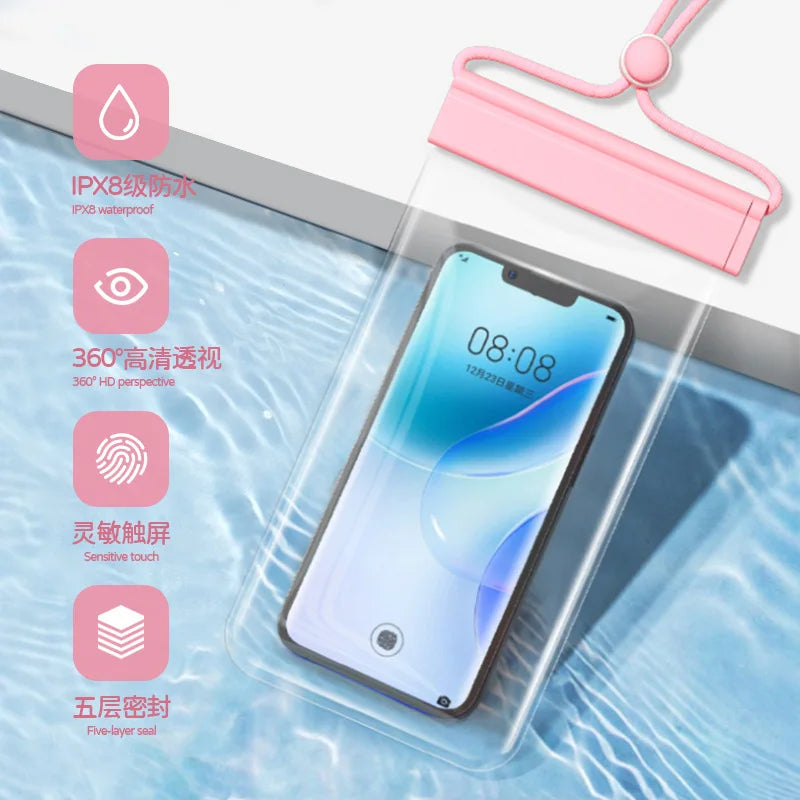 IPX8 waterproof bag transparent pouch for swimming waterproof smartphone case waterproof phone pack phone armbands and pouches Peaceful Pleasures Health and Wellness