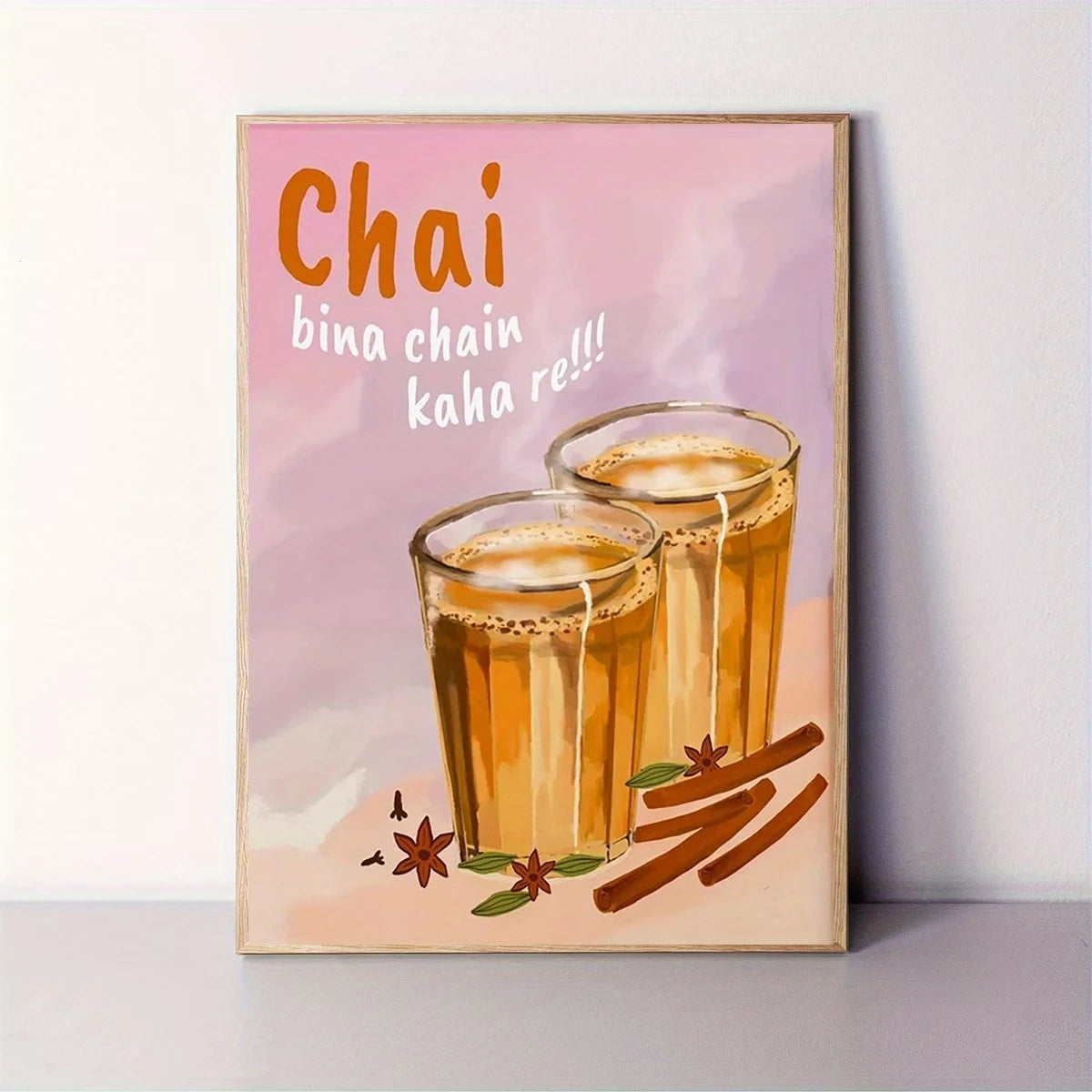 Chai Bina Indian Spice Quote Canvas Wall Art Print Poster