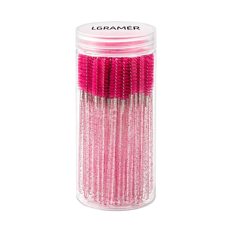 Multiple colors 50/100 pcs Extension Eyelash brush Disposable Eye lashes Make Up Brushes Mascara Wand Applicator Makeup tools Peaceful Pleasures Health and Wellness Rose Red-50pcs