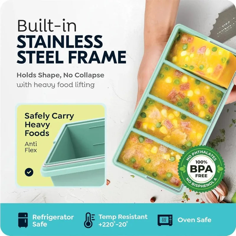 Silicone Freezer Tray with Lid | Soup Broth Ice Mold BPA-Free
