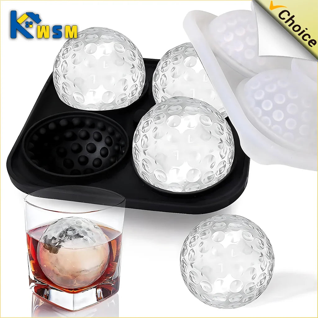 3D Golf Ball Ice Cube Mold – Silicone Whiskey Tray with Funnel
