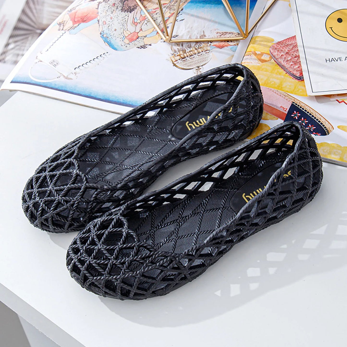 Women's Summer Casual Sandals Flat-Bottomed Comfortable Slip-On Shoes Gift for Christmas Birthday New Year Peaceful Pleasures Health and Wellness black 37
