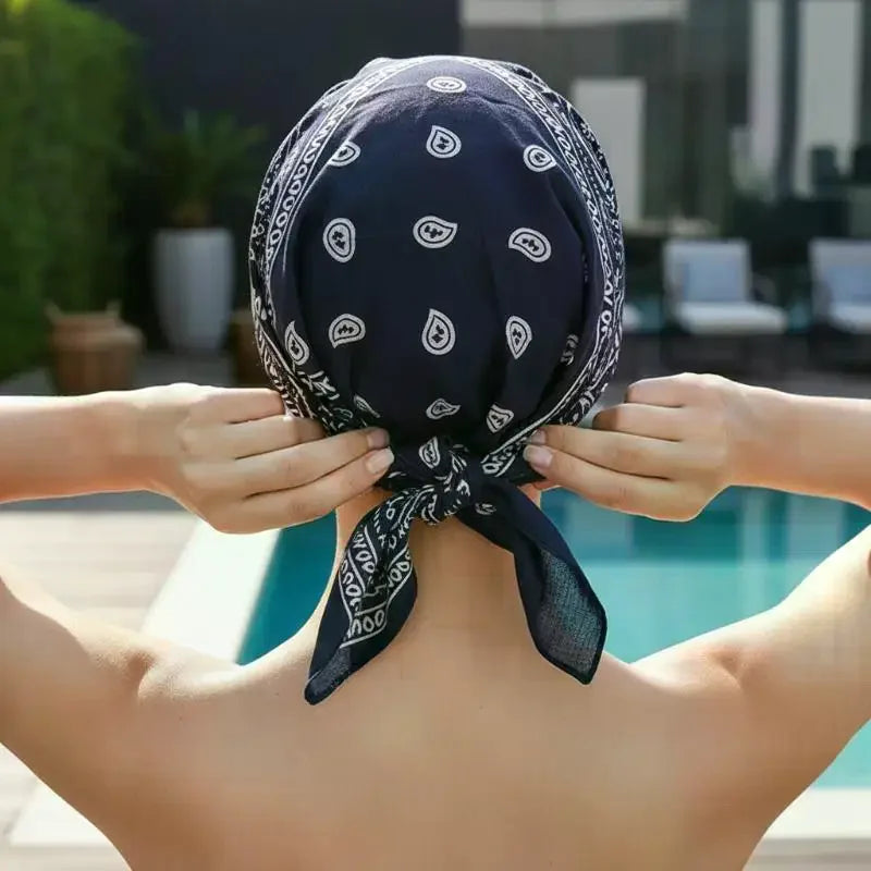 Women's Wide Brim Paisley Bandana Sun Hat | UV Brim Cap