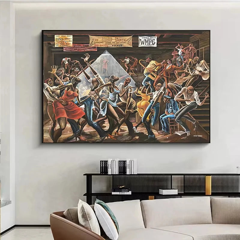 Ernie Barnes The Sugar Shack Canvas Wall Art | Unframed Print