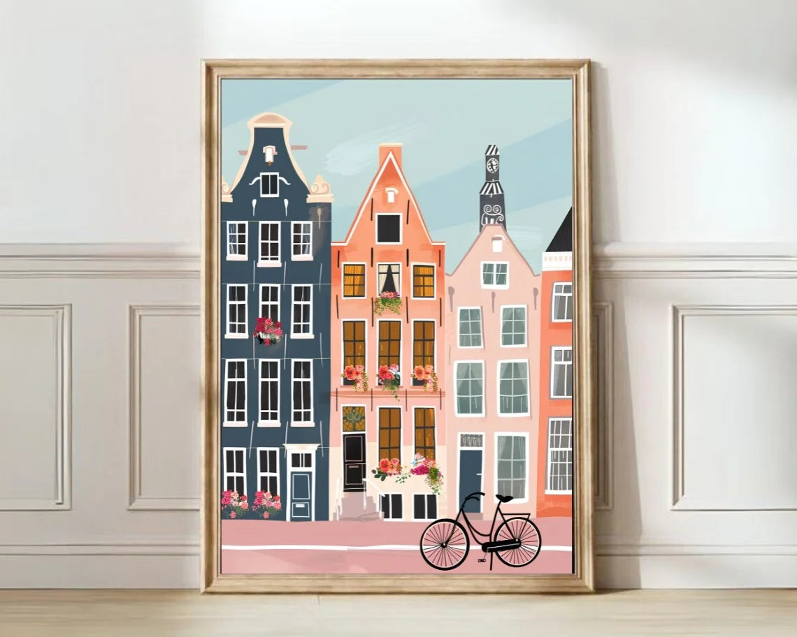 Amsterdam Print Amsterdam Illustration Amsterdam Travel Poster New Yorker Illustration Flower Poster Colorful Nursery Print Peaceful Pleasures Health and Wellness WS7152-3 50x70cm Unframed