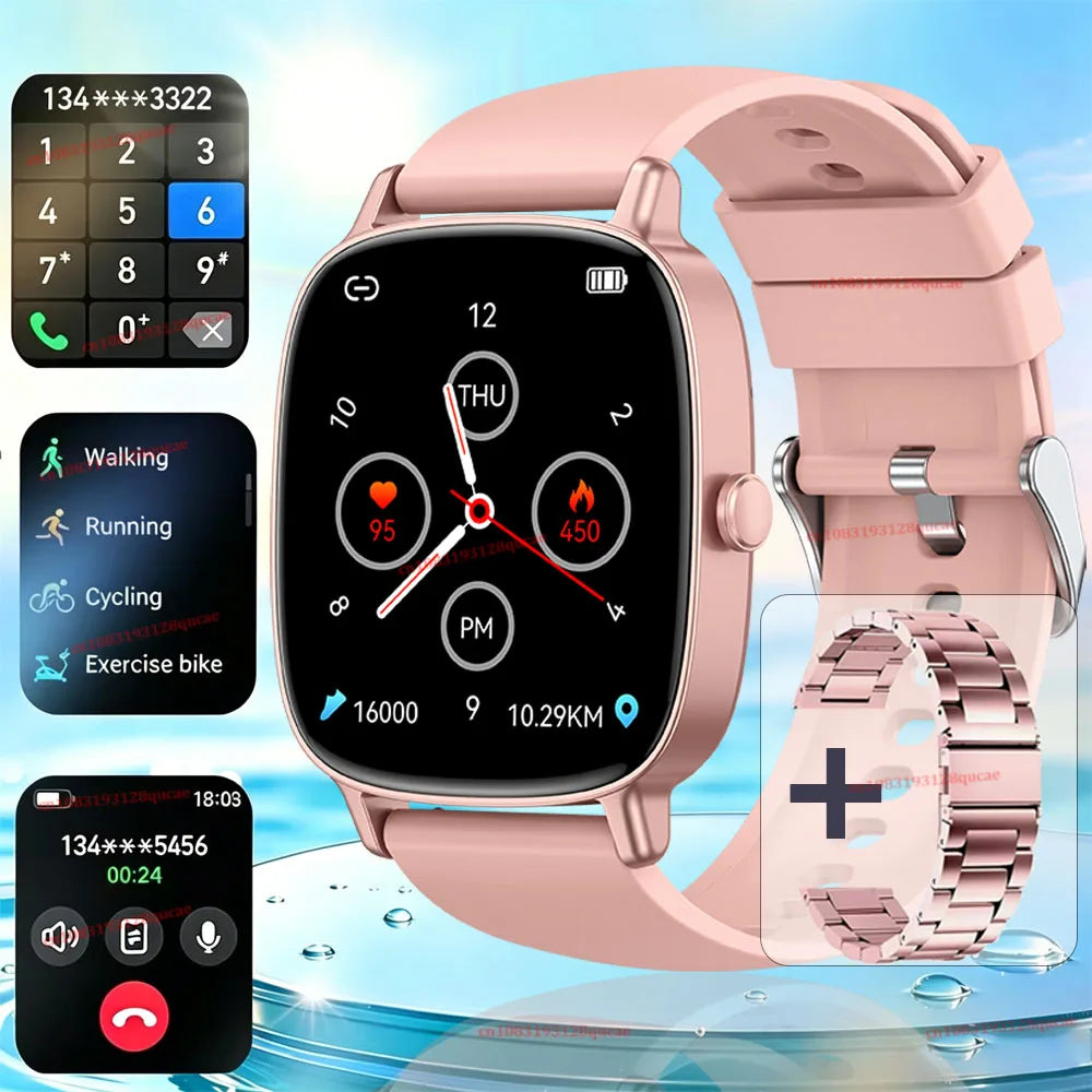 New Smart Watch Multi-sport mode Blood Pressure Sleep Health Monitoring 1.85 Inch Bluetooth Call IP68 Waterproof Smartwatch Hw12 Peaceful Pleasures Health and Wellness Pink Steel