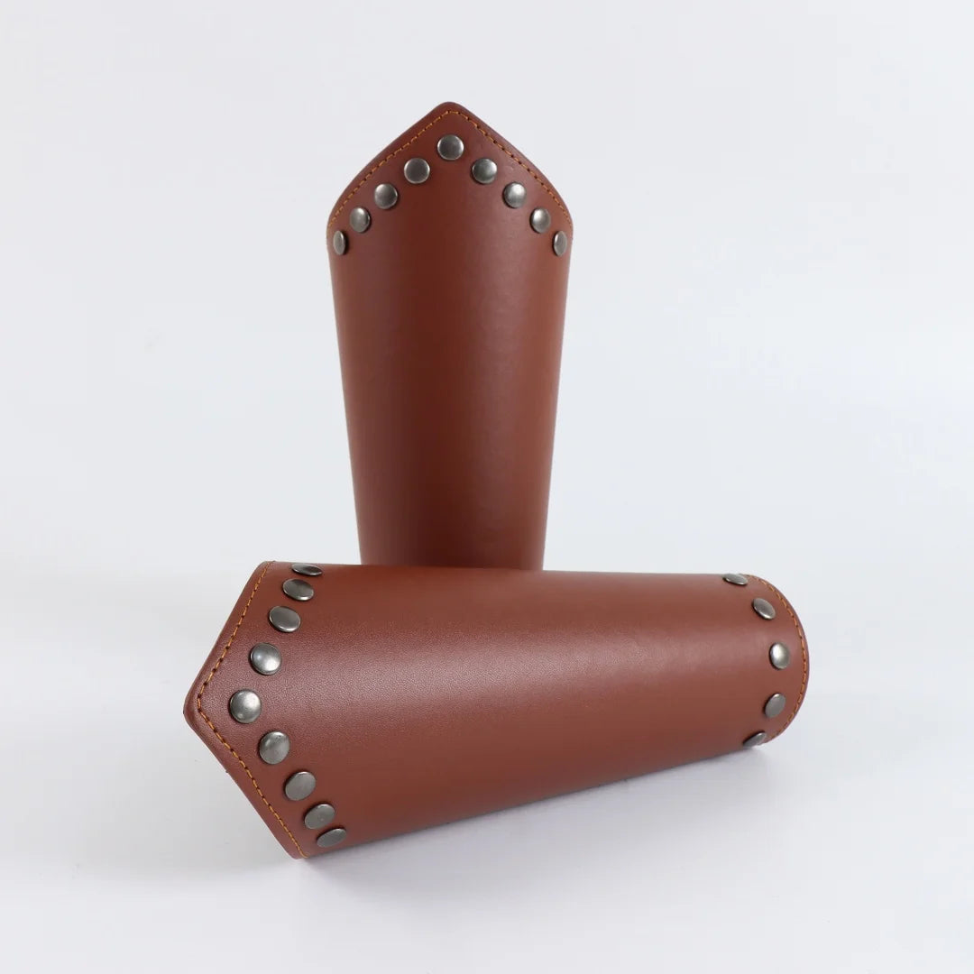 Medieval PU Leather Gauntlet Wristband Arm Bracers Punk Bracer Wrist