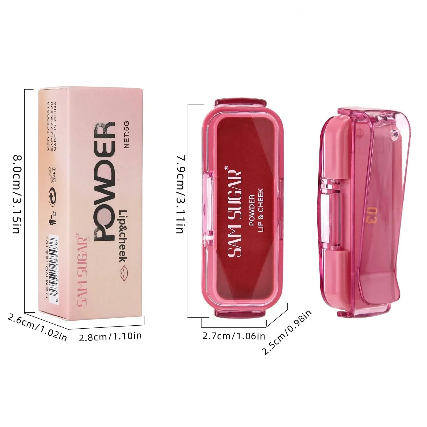 SAM SUGAR Cream Blush Stick – Matte Waterproof Multi-Use Lip & Cheek
