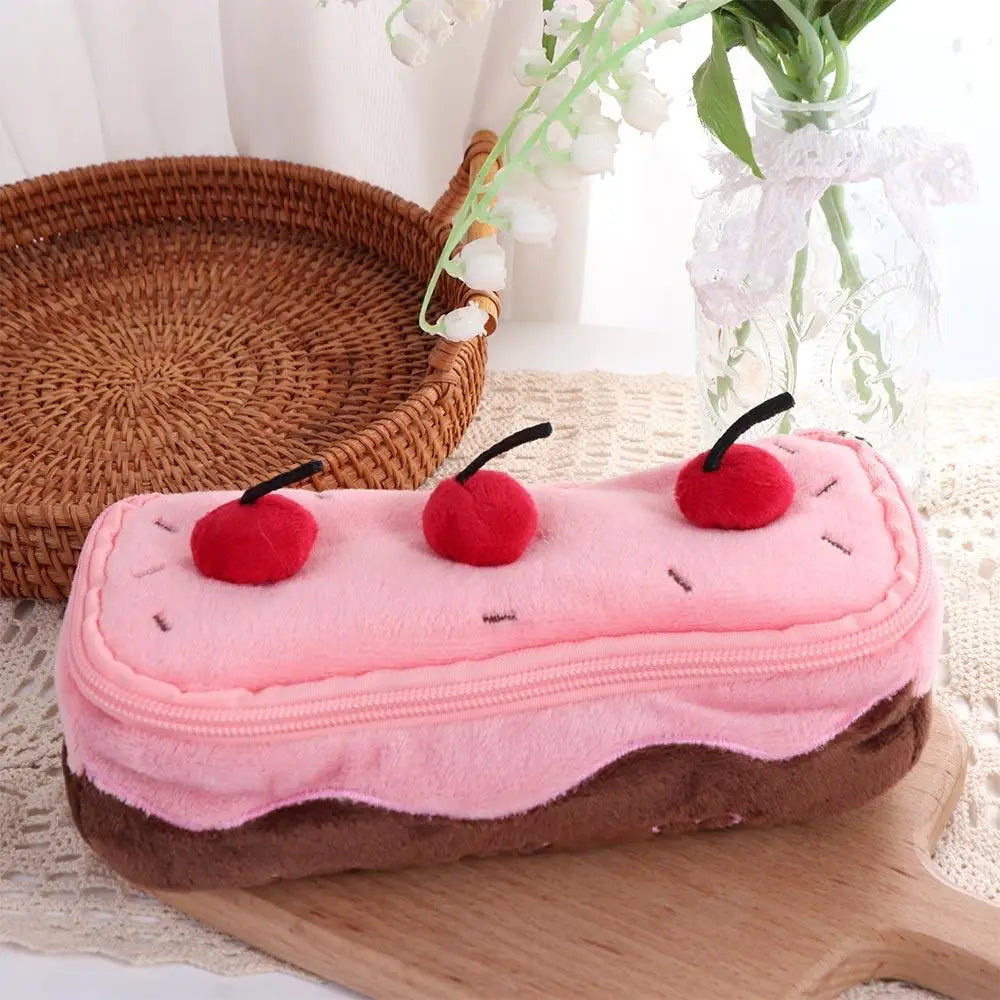 Creative Cherry Cake Pen Bag Cosmetic Bags Large Capacity Stationery Bag Kawaii Exquisite Pencil Pouch School Supplies Peaceful Pleasures Health and Wellness
