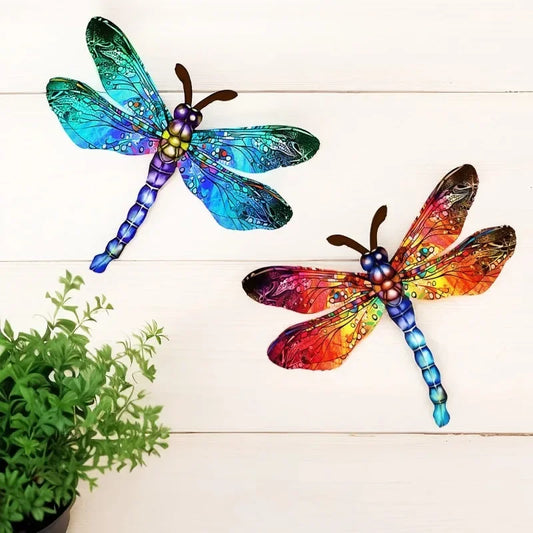 Vintage 3D Metal Dragonfly Wall Art | Indoor & Outdoor Decor Metal Wall Sculpture Peaceful Pleasures Health and Wellness