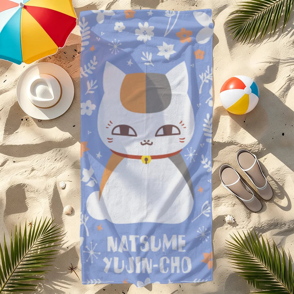Anime Cat Nyanko Madara Quick-Dry Beach Towel | 11 Sizes Beach Towel Peaceful Pleasures Health and Wellness