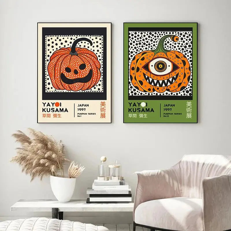 Yayoi Kusama Pumpkin Abstract Canvas Wall Art | Nordic Modern Print Canvas Wall Art Print Peaceful Pleasures Health and Wellness