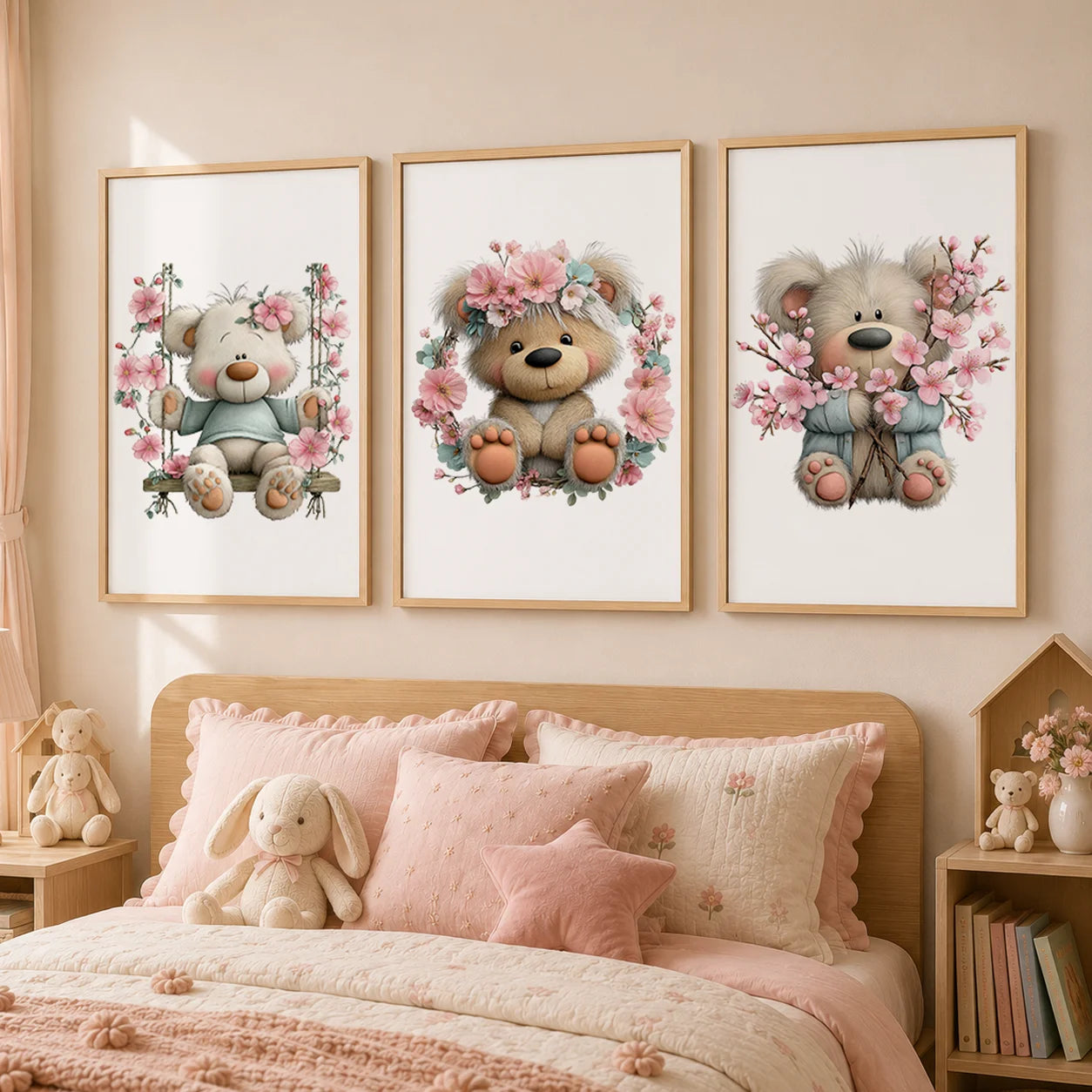 Teddy Bear Nursery Canvas Wall Art | Kids Bedroom Poster Kids Canvas Wall Art Peaceful Pleasures Health and Wellness