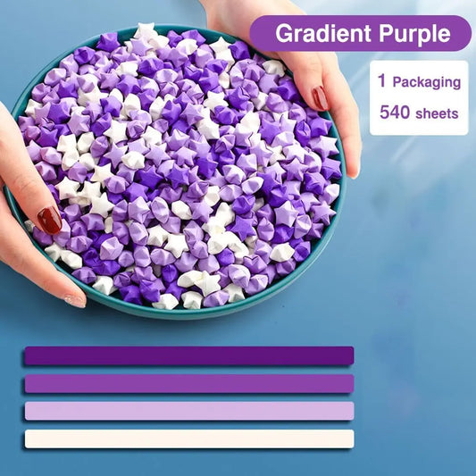 540PCS Gradient Star Origami Paper Strips – DIY Lucky Star Craft Origami Paper Set Peaceful Pleasures Health and Wellness Gradient Purple