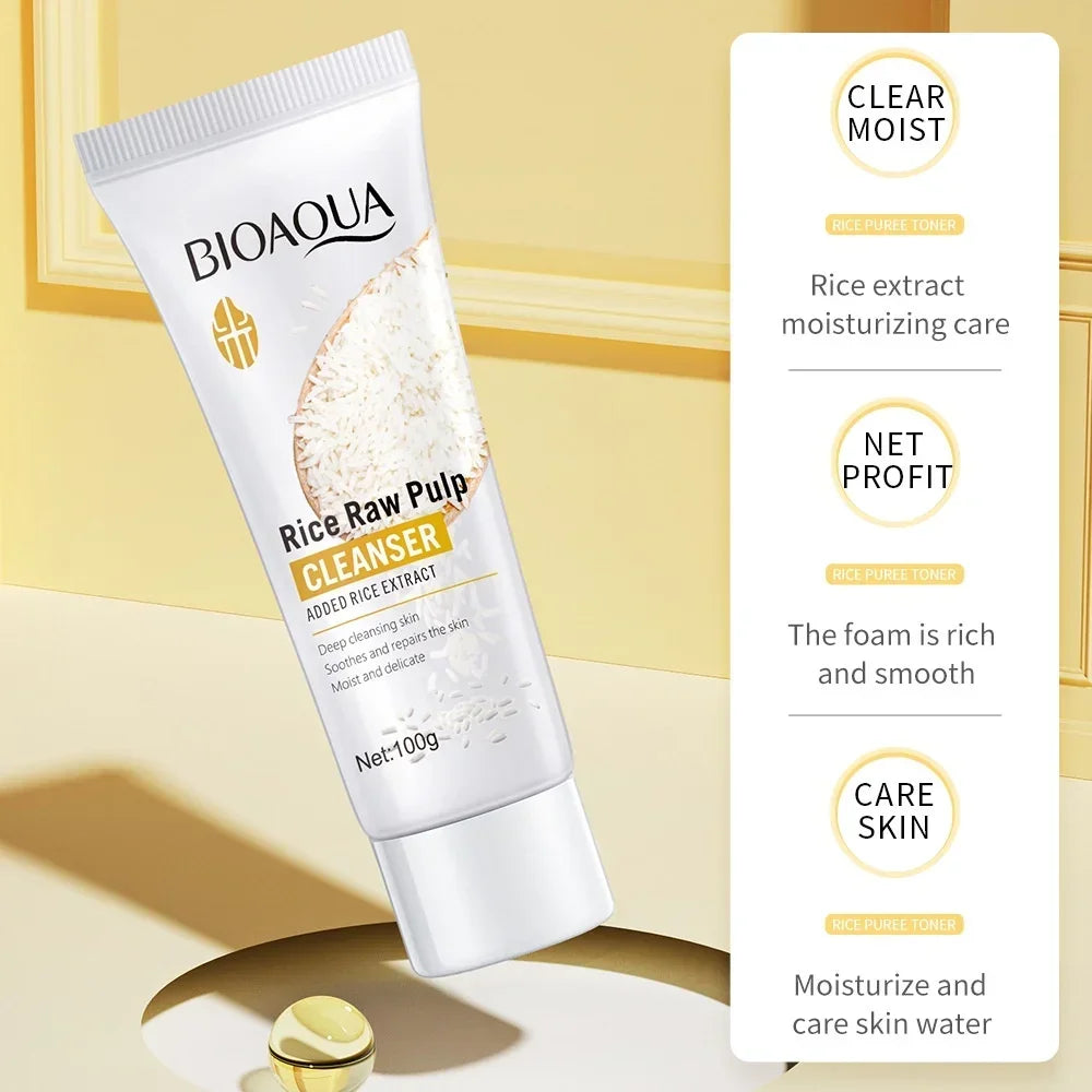 BIOAOUA Rice Cleanser Raw Pulp Oil Control Moisturizing Deep Cleaning Care Skin 100g Peaceful Pleasures Health and Wellness