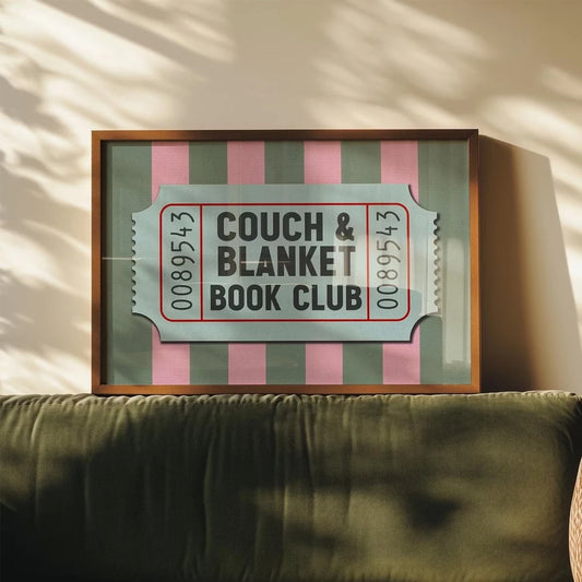 Book Club Quotes Canvas Wall Art | Couch & Blanket Print Canvas Wall Art Peaceful Pleasures Health and Wellness G3856 21x30cm Wood Framed
