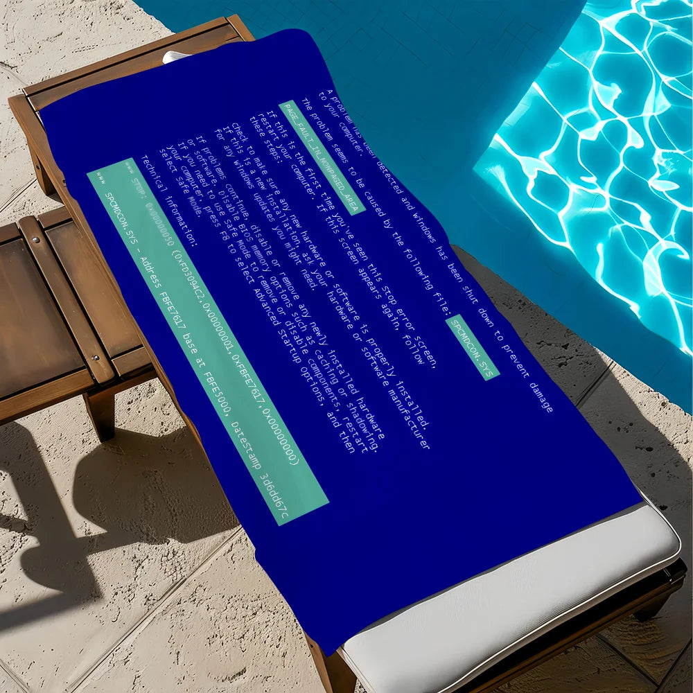 Computer Malfunction Quick-Dry Beach Towel | Funny Tech Gift