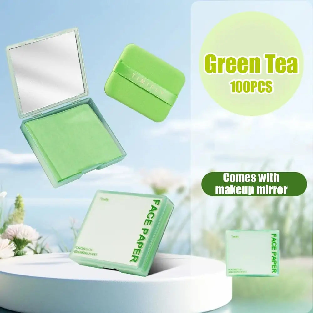 Oil-absorbing Tissue With Mirror Removes Excess Oil Wipes Face Tools Cleanser Facial Face Cleaning Tools 3 IN 1 100PCS Peaceful Pleasures Health and Wellness