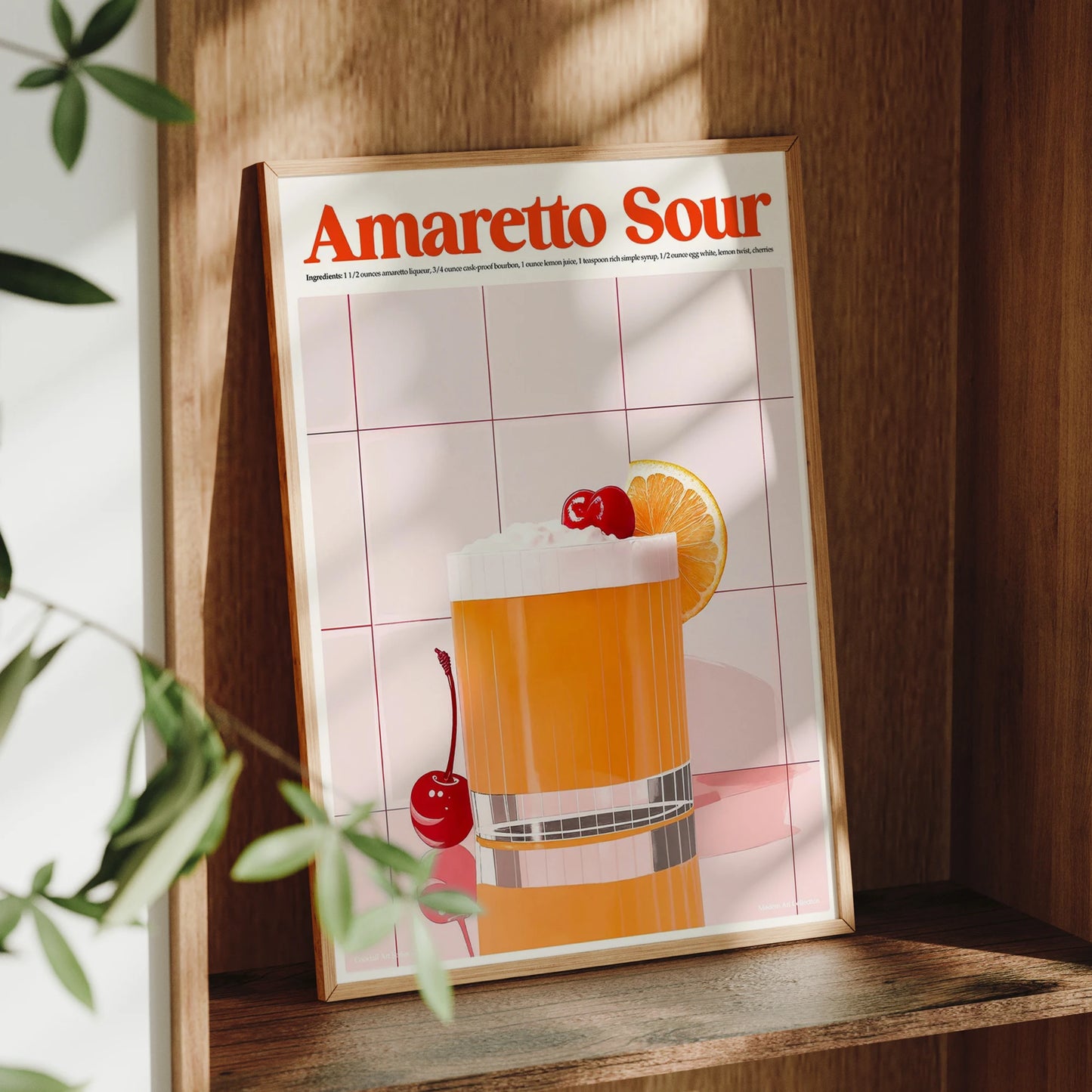 Amaretto Sour Cocktail Canvas Wall Art | Modern Minimalist Print