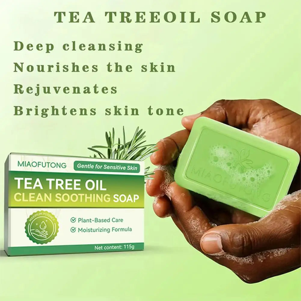 MIAOFUTONG Gentle For Sensitive Skin TEA TREE OILANTIFUNGAL SOAP Plant-Based Care Moisturizing FormulaG Lmproving Acne Peaceful Pleasures Health and Wellness