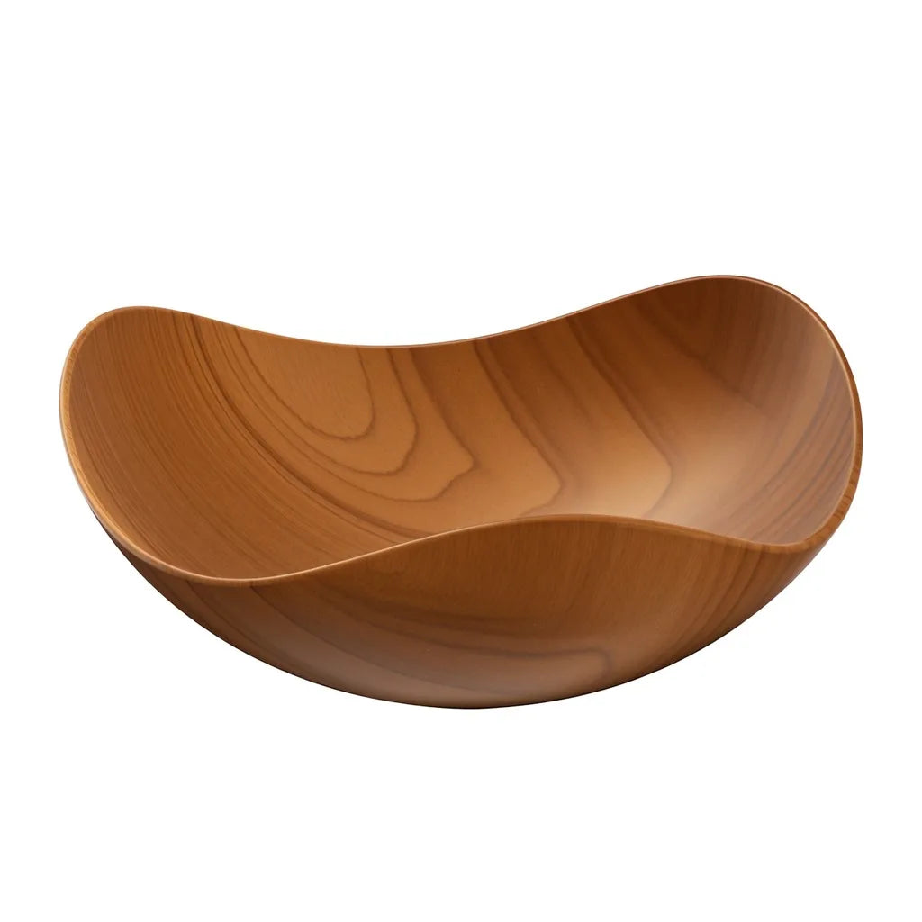 Triangular Curved Fruit Bowl | Retro Wood Grain Snack Platter