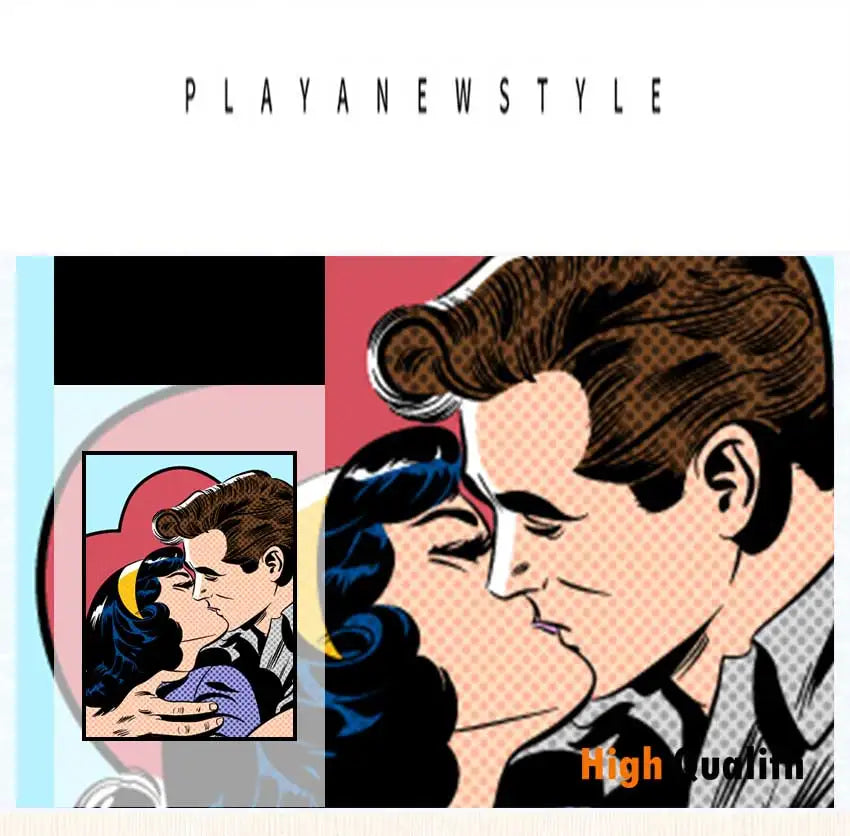 Pop Art Kissing Couple Canvas Wall Art Print | Bedroom Decor