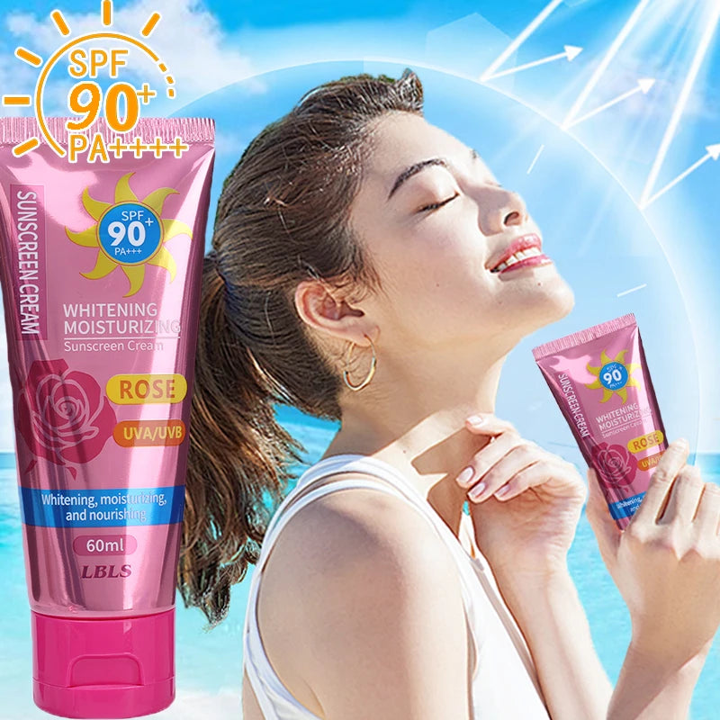 Sunscreen SPF90+ UV Radiation Protection Lsolation Moisturizing Brighten Face Body Arm Thighs Sunblock Skin Care Sunscreen Cream Peaceful Pleasures Health and Wellness