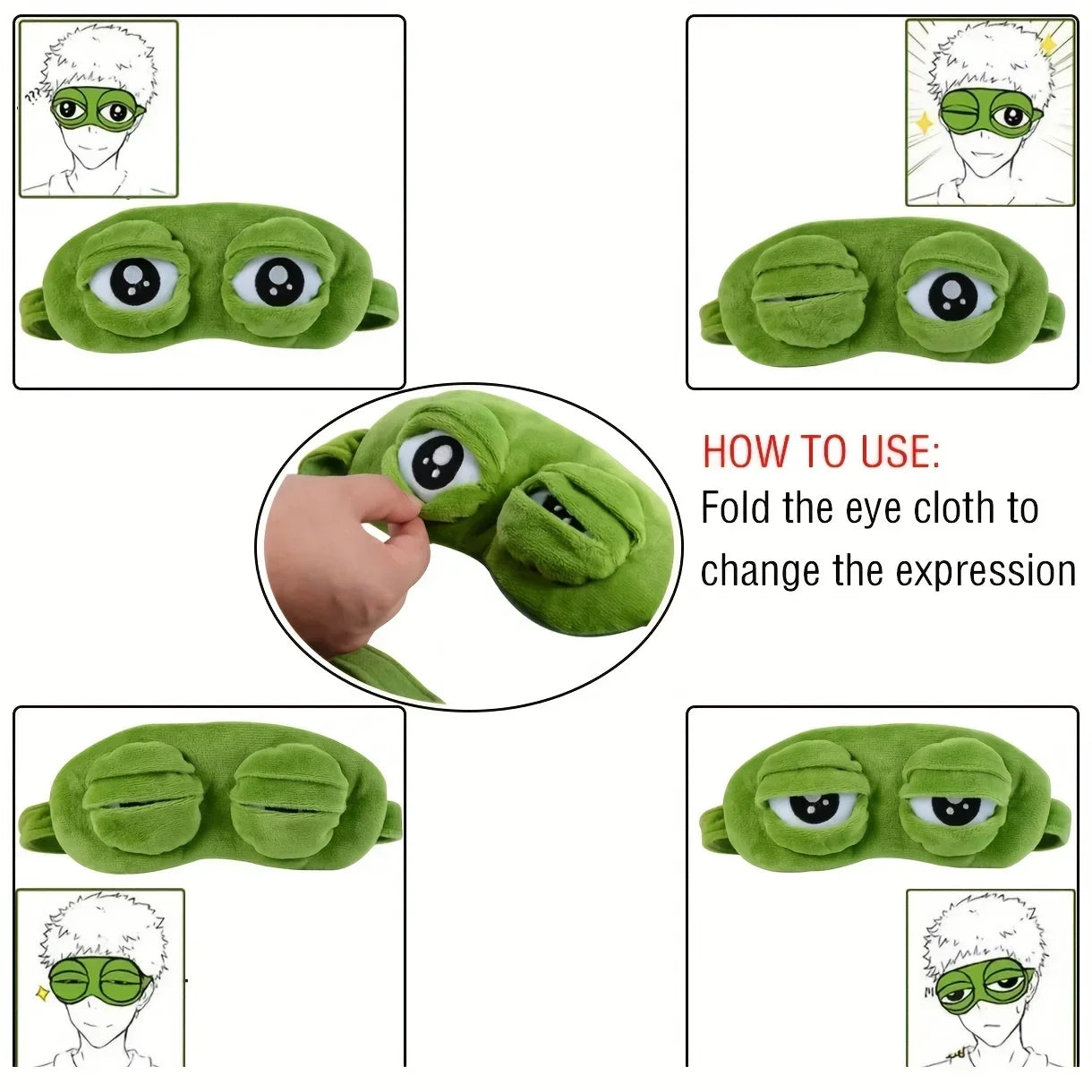 3D Cartoon Frog Sleep Mask – Soft Cotton Blindfold for Travel